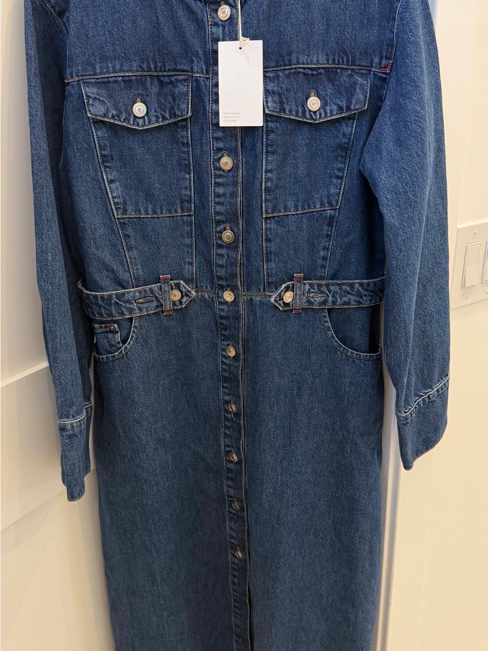 NWT Anthropologie Aligne Parsons  Denim Button-Front Long  Dress size 10